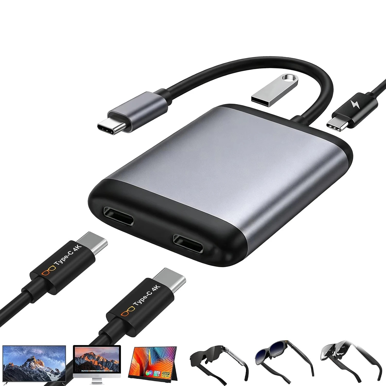 Stream Deck - 4-in-1 Dual USB-C Display Hub for